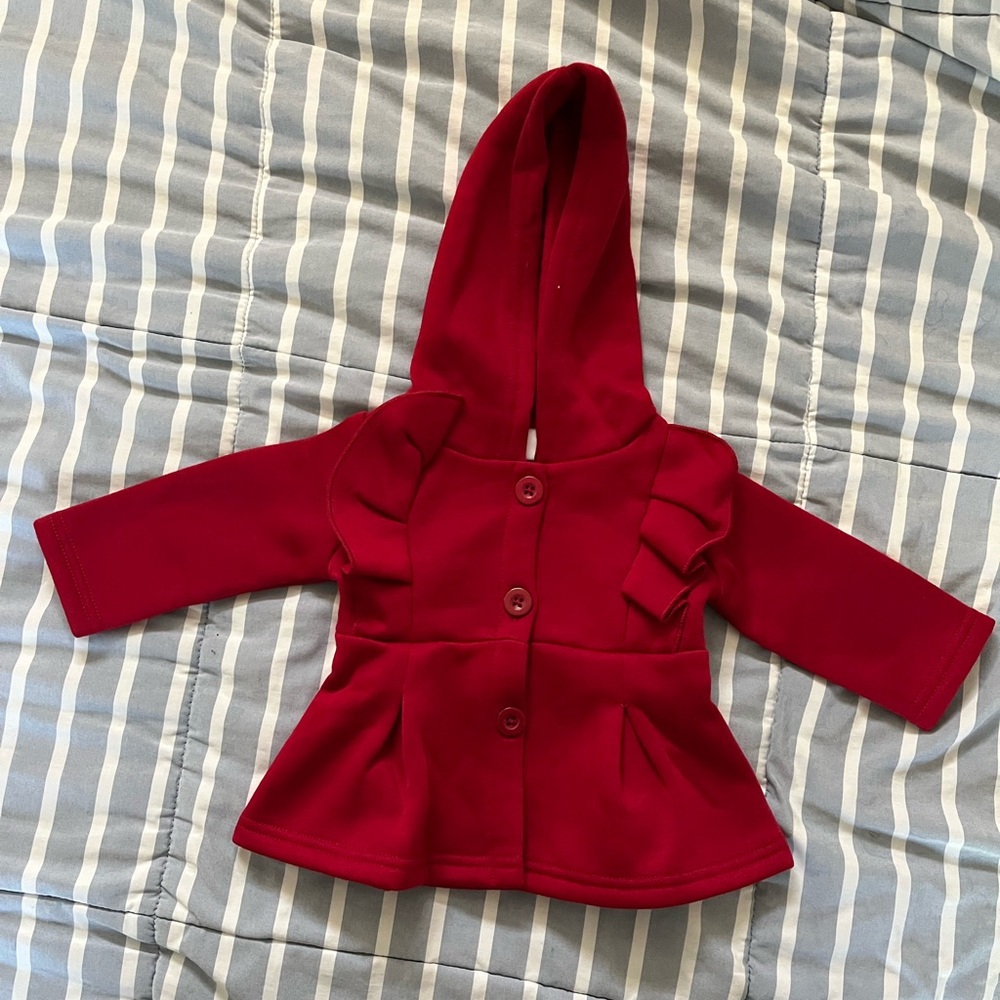 Red Kids Pea Coat with Hood